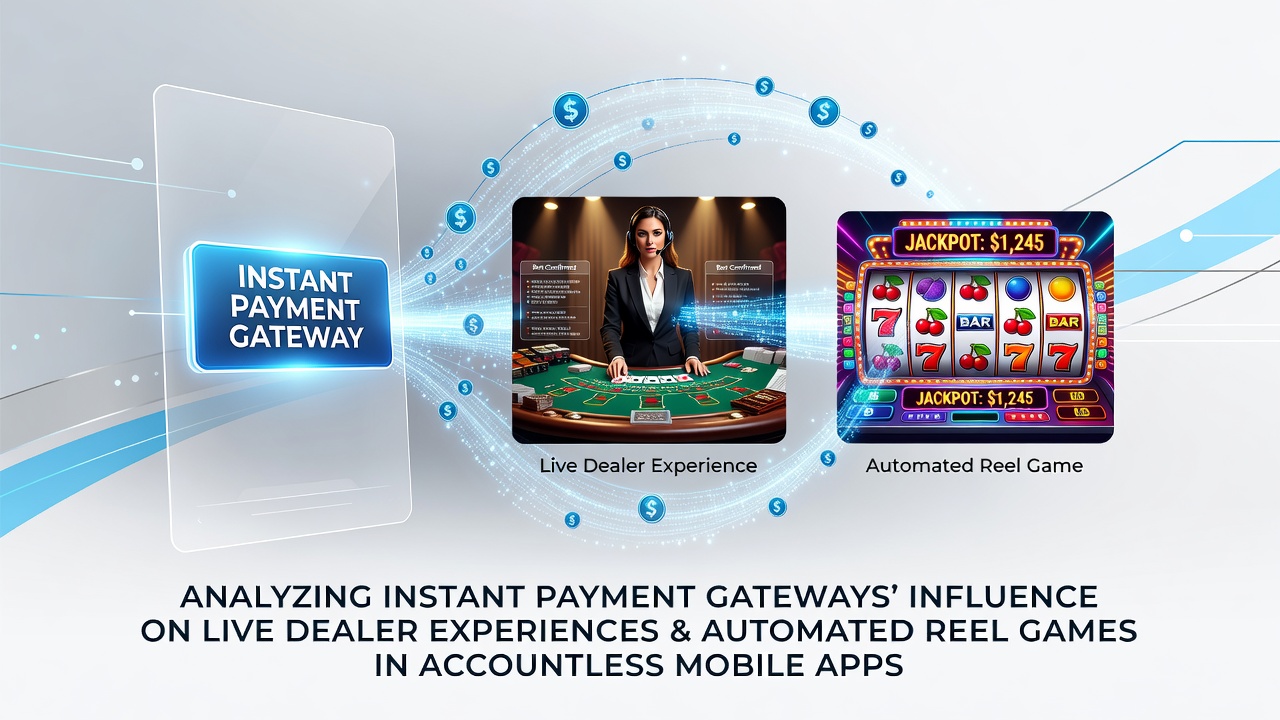Mobile device displaying live dealer tables and slot reels within an accountless casino app interface