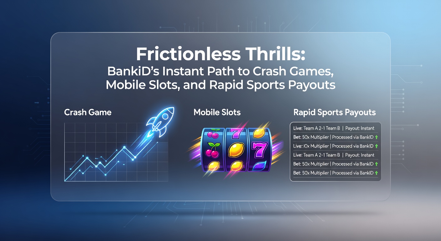 Smartphone screen displaying BankID authentication unlocking instant access to crash games and slots on a vibrant casino app interface