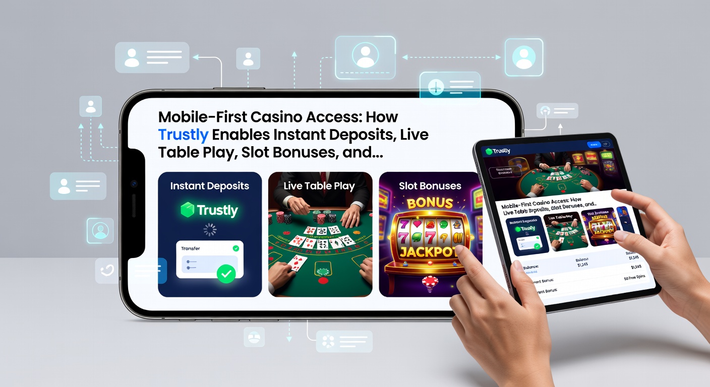 Player engaging with mobile live casino table using Trustly for instant withdrawals and slot bonuses