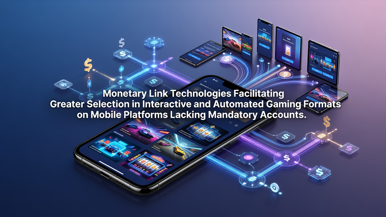 Mobile device showing instant bank transfer interface connecting to various gaming formats without account creation