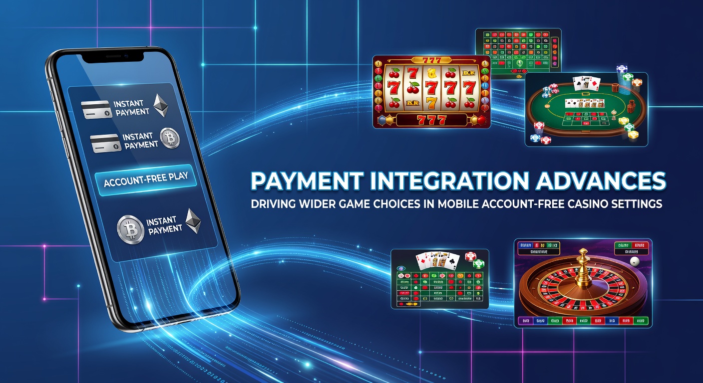 Mobile payment integration in account-free casino environments showing seamless bank transfers and diverse game interfaces