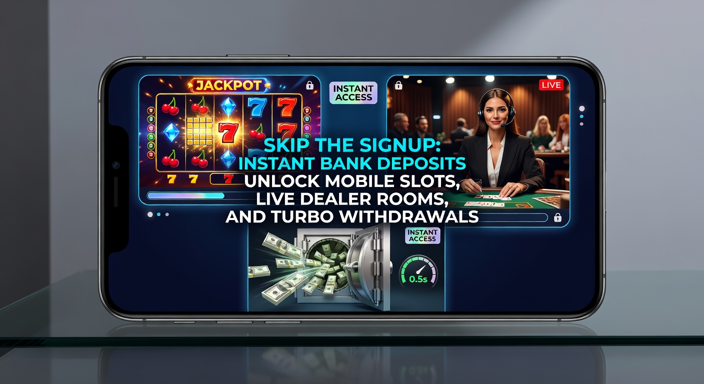 Player accessing mobile slots via instant bank deposit on a smartphone screen, showing seamless login and game lobby