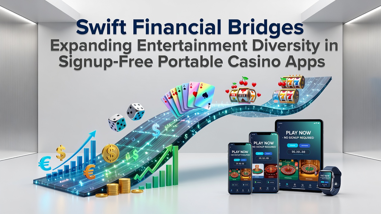 Illustration of mobile casino interfaces connected through instant banking pathways