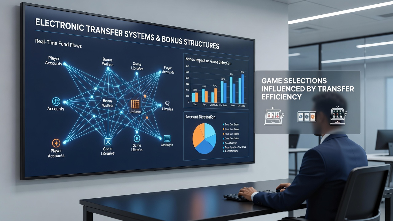 Mobile casino interface showing expanded game selections supported by electronic transfer funding