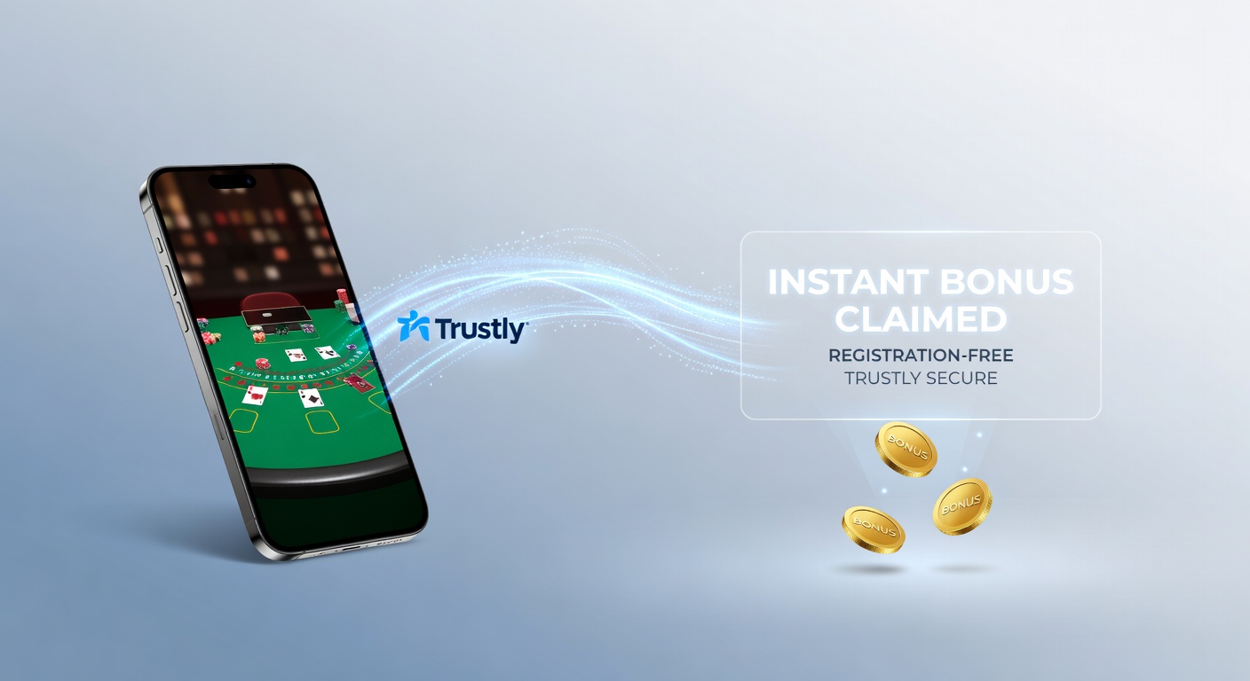 Trustly payment interface displayed on a mobile device during table game access in a registration-free casino environment